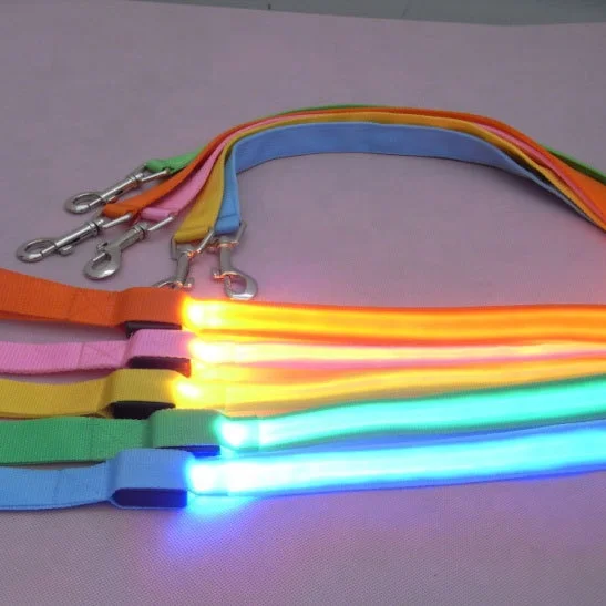 Led Dog Glow In Dark Adjustable Luminous Collar Light Up Dog Leashes Night Glowing Usb Rechargeable Led Dog Leash