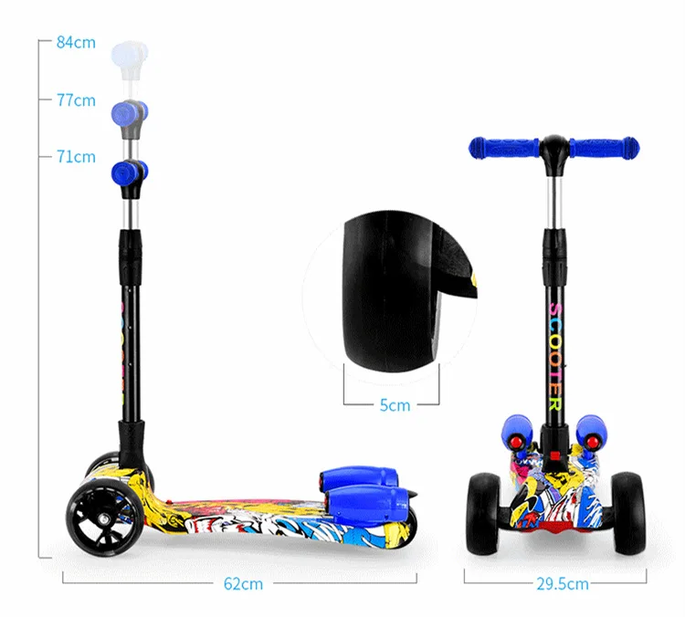 Складной детский скутер распылитель трехколесный флэш-скутер для упражнений детский балансировочный скутер