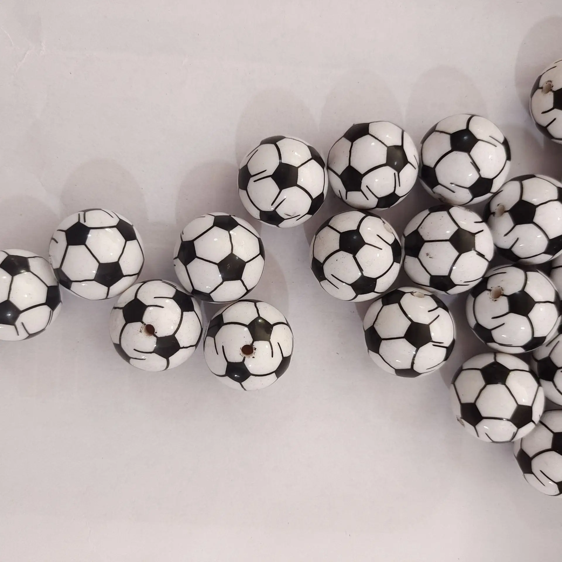20 MM Chunky Gumball Beads Sport Soccer Beads Acrylic Print Bubblegum Beads For Jewelry Marking Bracelet Necklace