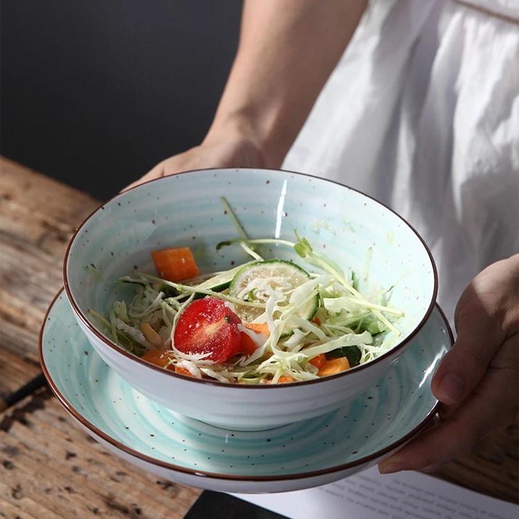 Creative Rice Household Noodle Bowl Japanese Style Tableware Dish Suit Hand Painted Ceramic Fruit Salad Soup Bowl