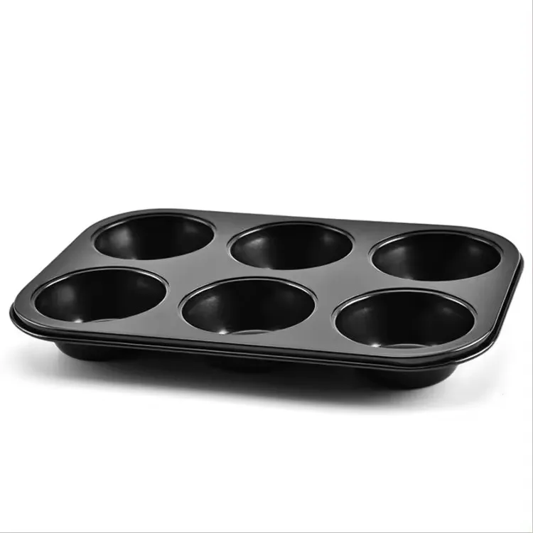 Factory price 6-cup Non- Stick Muffin Pans Cake Mould Bakery Steel Cupcake Muffin Pan Hamburger Loaf Pan Toast Tin Baking Tray