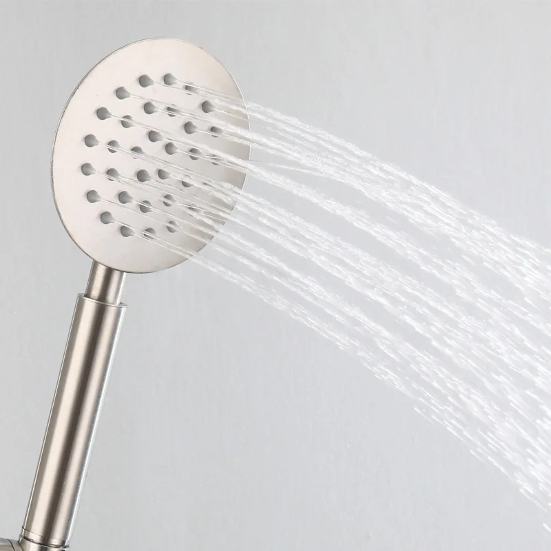 Kaiping Luxury Bathroom Wall Mount Shower Set Exposed Shower Faucet Shower Column Set In Brushed Plate