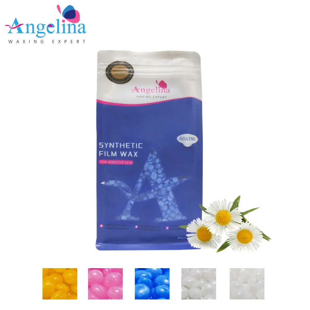 China Manufacturer Azulene Hard Wax 500g Synthetic Film Hot Wax for Hair Removal Body and Leg Sensitivities