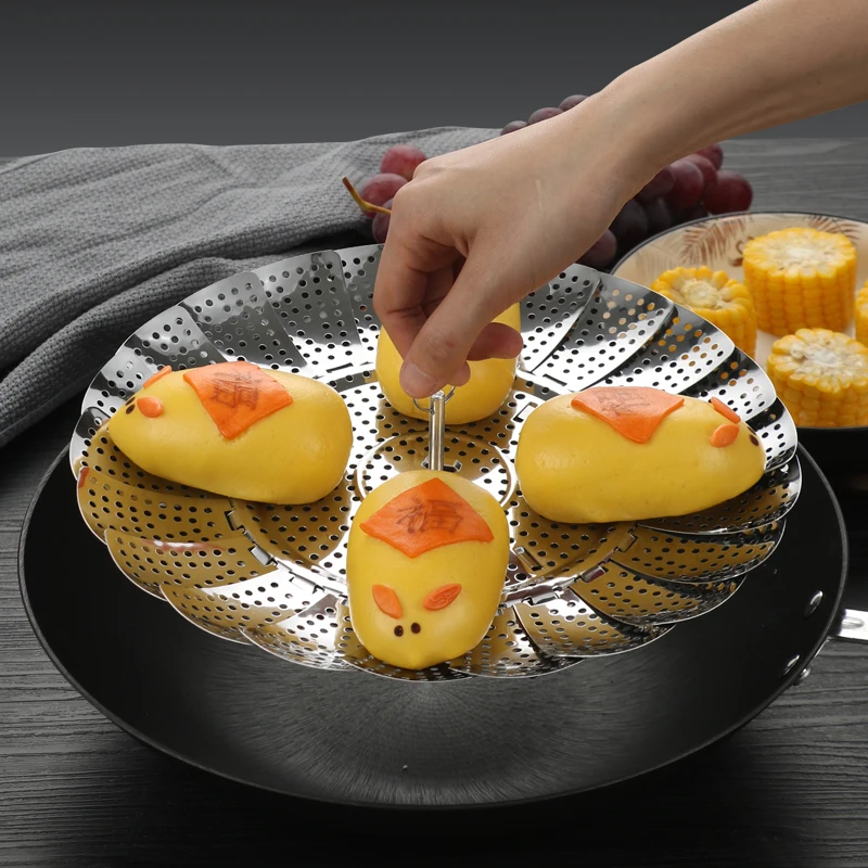 Folding vegetable steamer basket different size collapsible stainless steel cooking steamer basket