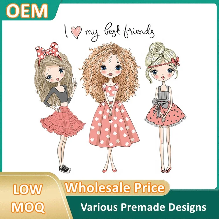
Mixed Custom Fashion Girl Design plastisol heat transfer Film Sticker 
