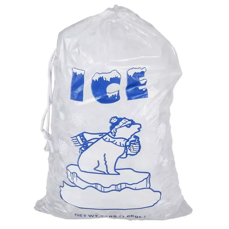 ice bags drawstring ice bags heavy duty transparent flat pouch ice bags