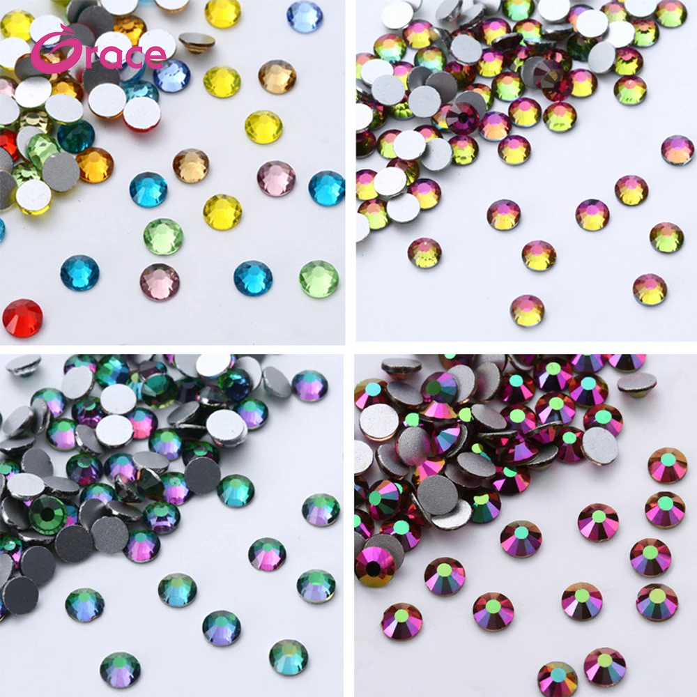 Waterproof Rhinestone Crystal Nail Rhinestone Crystal Diamond Nail Glitter white AB