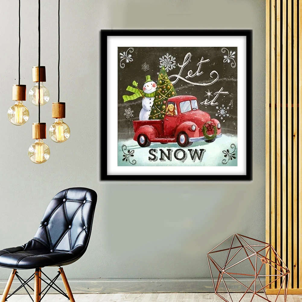 Christmas Gift Diy 5d Diamond Painting By Number Kit Full Circle Diamond Christmas Tree And Snowman Diamond Painting