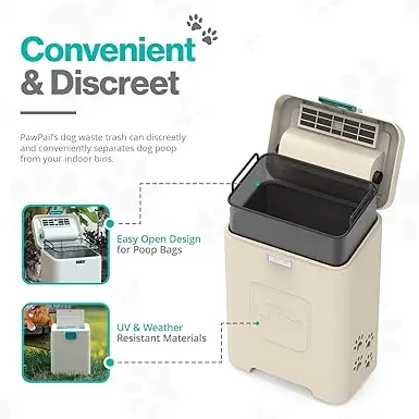 Dog Poop Trash Can Outdoors Pet with Lid Dog Waste Disposal Container  HandsFree Pedal Garden Yard Home with Waste Bags15 L Grey