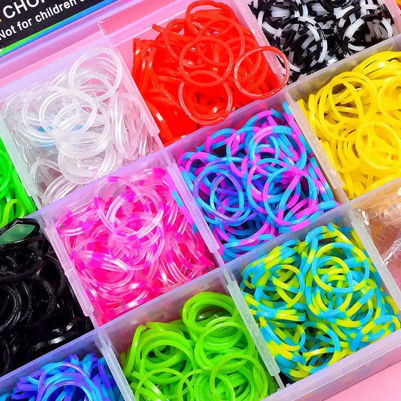 600pcs Multi Color Loom Band Kit Diy Art And Craft Handmade Elastic Rubber Band Bracles Making Kit