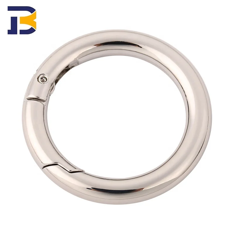 High Quality Zinc Alloy Key Chain Spring Snap Clip Hooks Round Circle Carabiner O Gate Ring