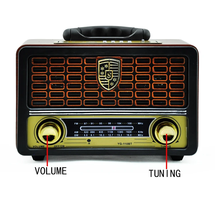 Portable FM Radio Wireless Music Player with USB/TF MP3 Playback Wooden Portable Audio Player Radio