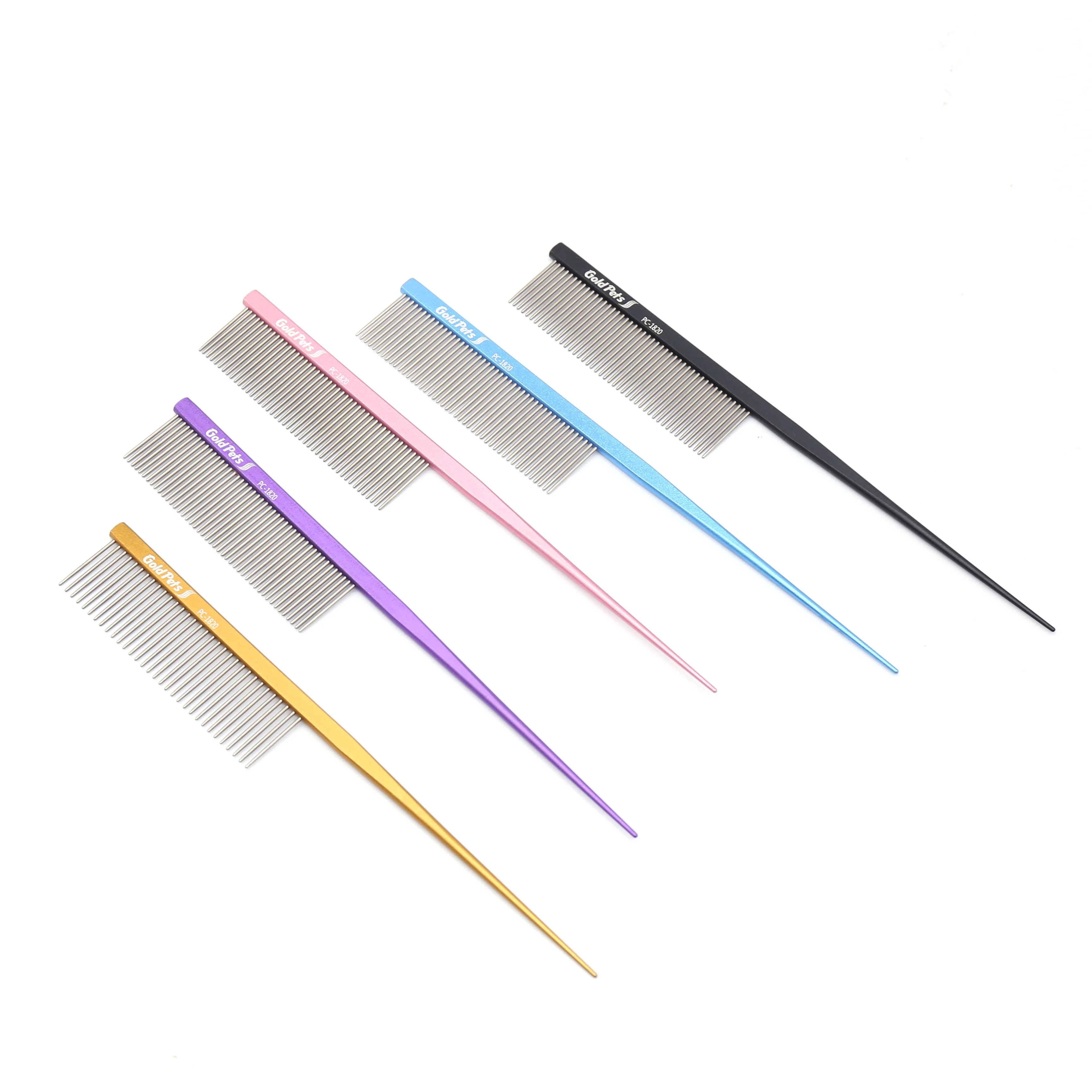 Baoli OEM Peine Perro 26x185mm Metal Pet Dog Grooming Tail Comb Stainless Needle Hair Removal Departing Grooming Comb Pet Comb