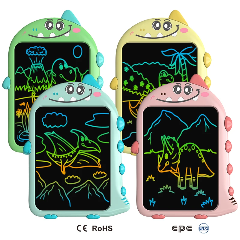 Kids Magic Writing Board Drawing Board Colorful Screen Dinosaur Board 10 Inch Doodle Pad For Kids With Stylus
