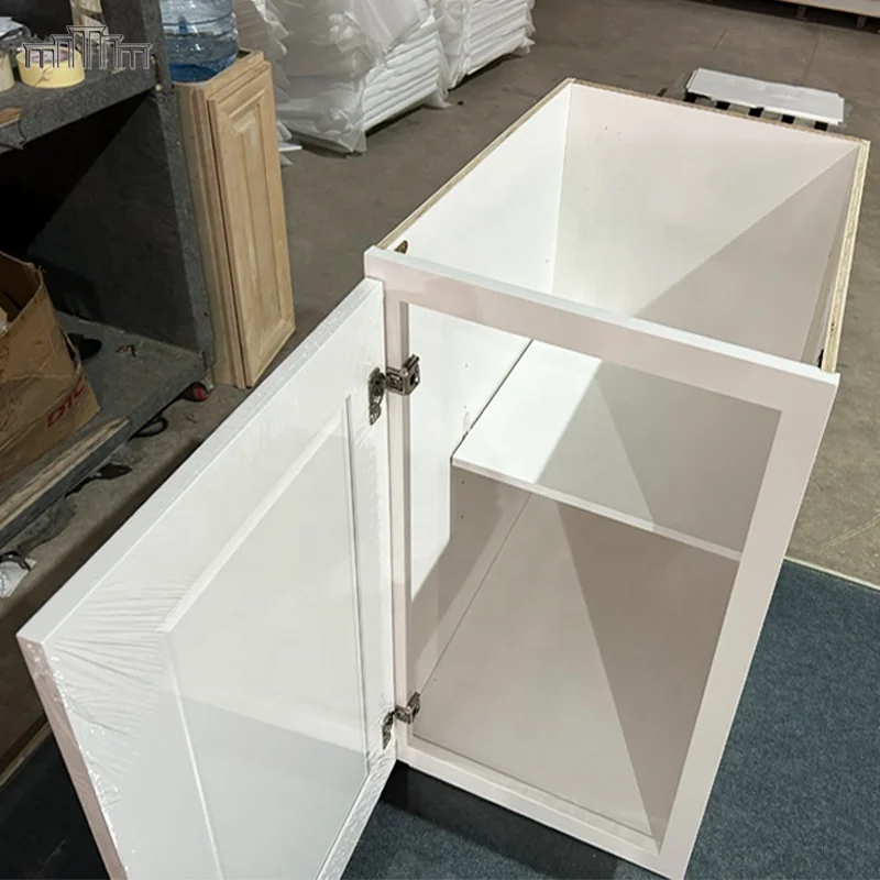 New Products For Project EXW Price Wooden MDF White Shaker Frame Kitchen Base Cabinets Cupboard Ready To Assemble Without Drawer
