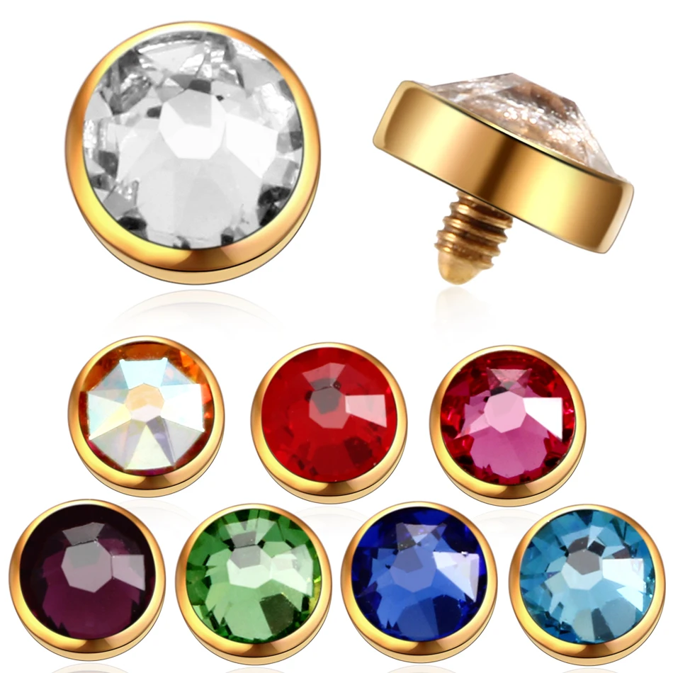 ASTM F136 Titanium Dermal Anchor Tops Gem Surface Piercing Accessories 16G For Lip Stud Ear Cartilage Earrings Jewelry Part