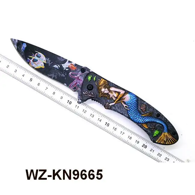 stainless steel material type camping survival utility folding pocket circular knife for paper