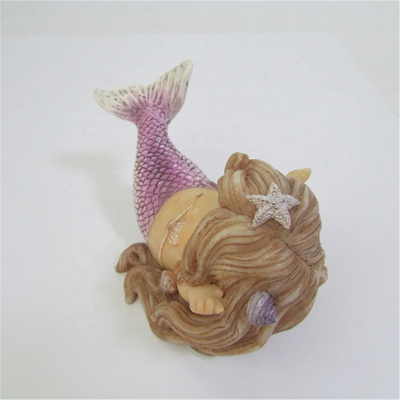 ED11408D Personalized Handmade Painted Resin Mermaid Figurine On Artificial Decoration Miniature Gift