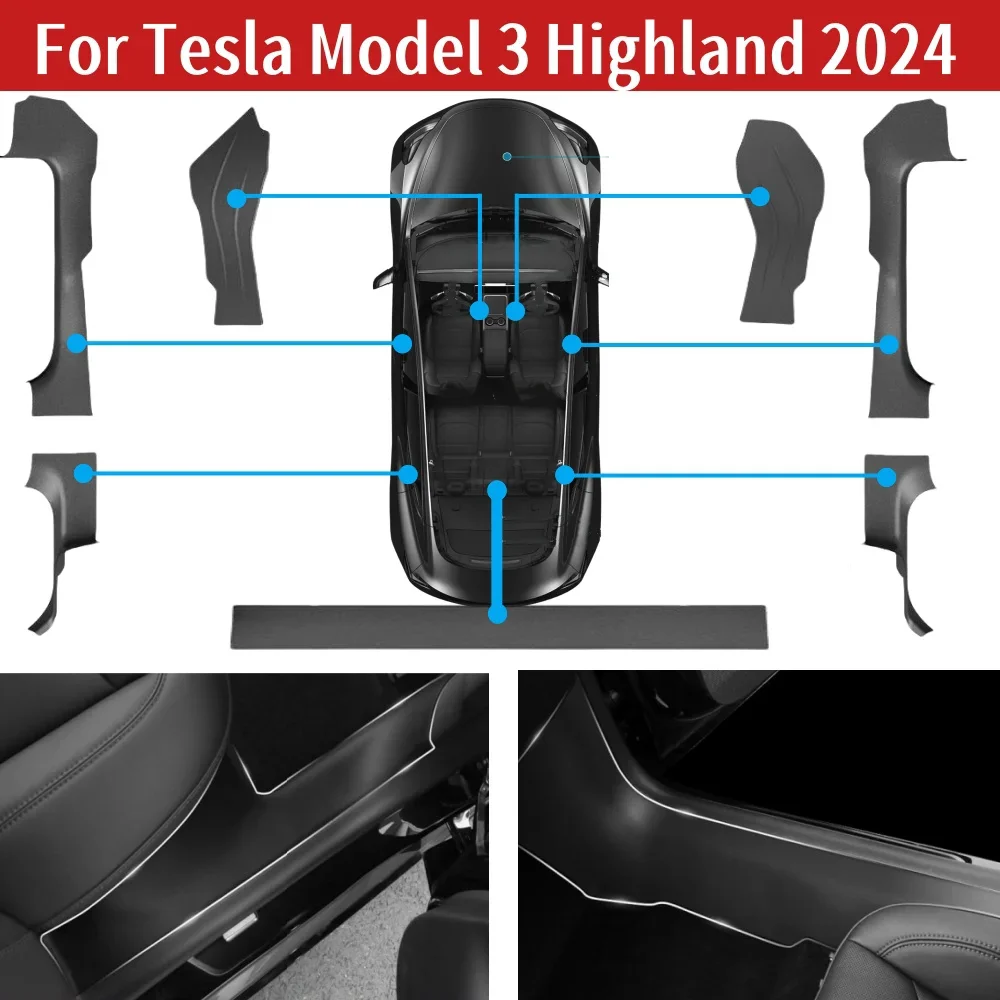 Для Tesla Model 3 Highland 2024 автомобильный TPE защитный чехол для центрального управления дверью под задними сиденьями противоударный аксессуар