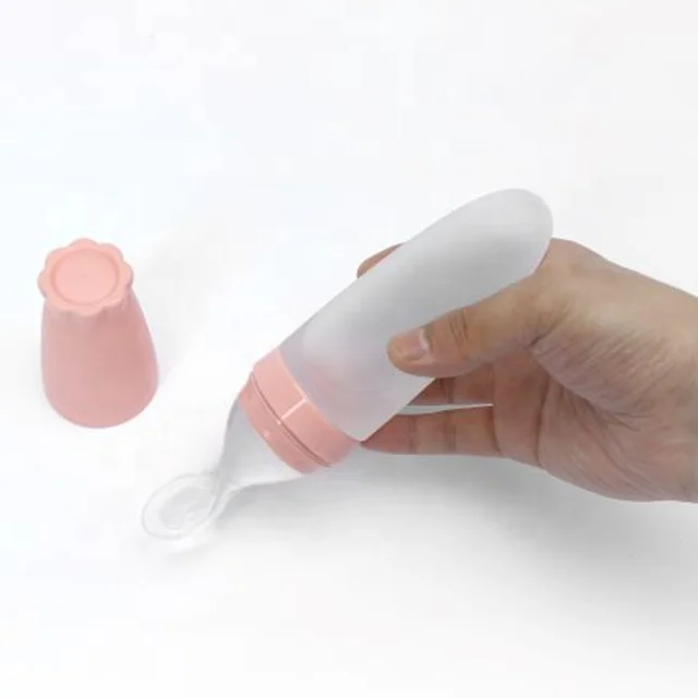 4OZ 110ML Silicone Squeeze Feeder Fresh Fruit Baby Pacifier Feeding Spoon Bottle