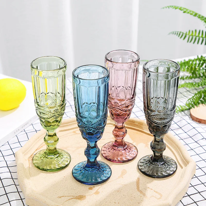 150ml Colorful Cocktail Juice Glass Wedding Party Glass Grape Goblets With Vintage Blue Goblet Wine Glass