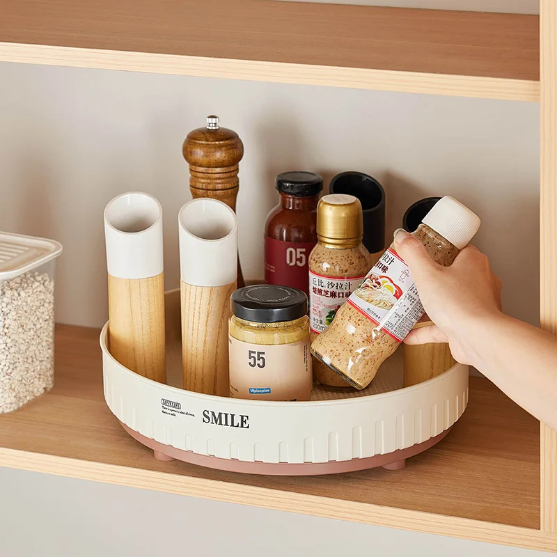 Multifunction Table Seasoning Bottle Organizer Rotating Perfume Bottle Storage Box Kitchen Countertop Plastic Spice Rack
