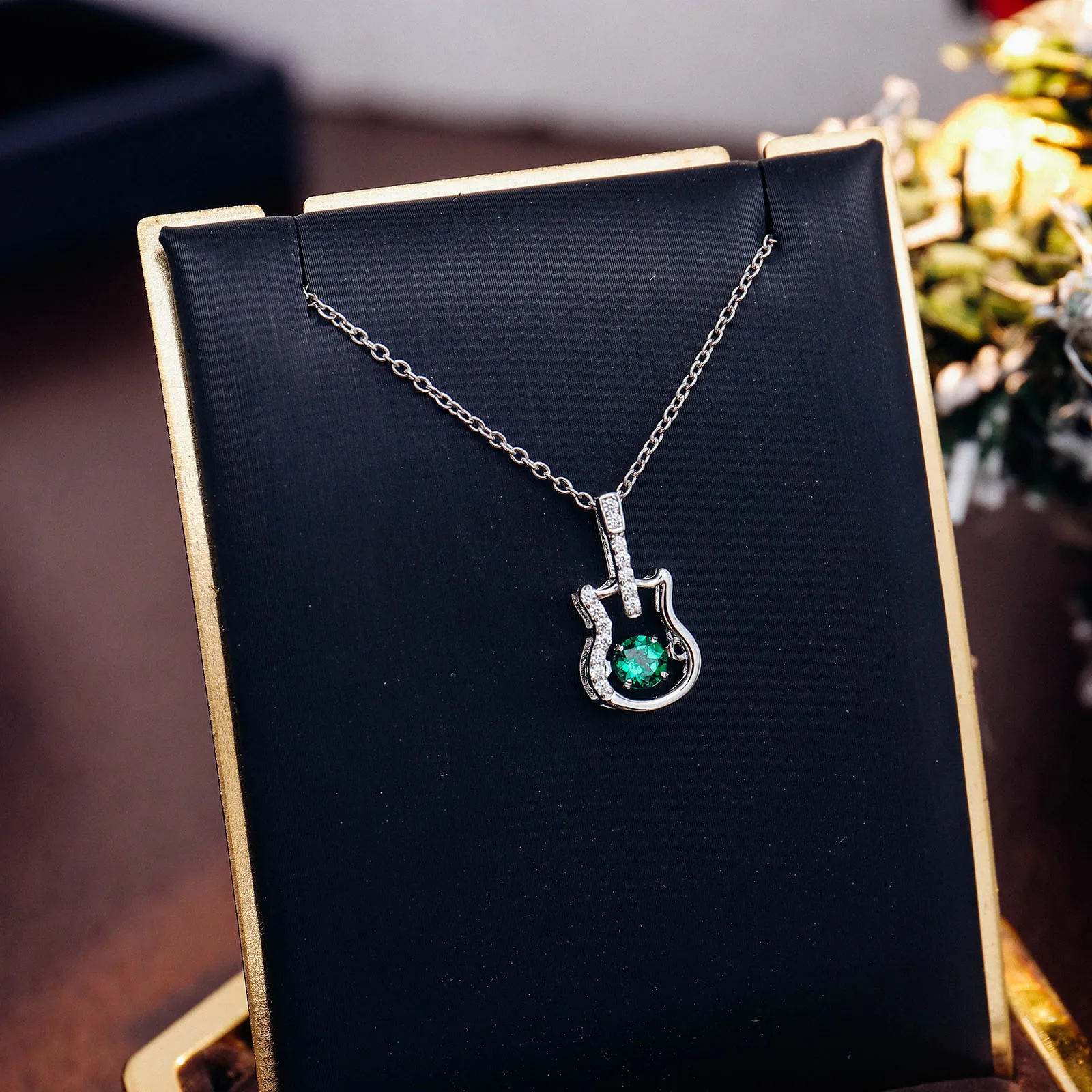 Custom Fashion Jewelry Pendants For Women Green Gemstone Summer Necklace Daily And Party Necklace Jewelry 925 Colares Feminino