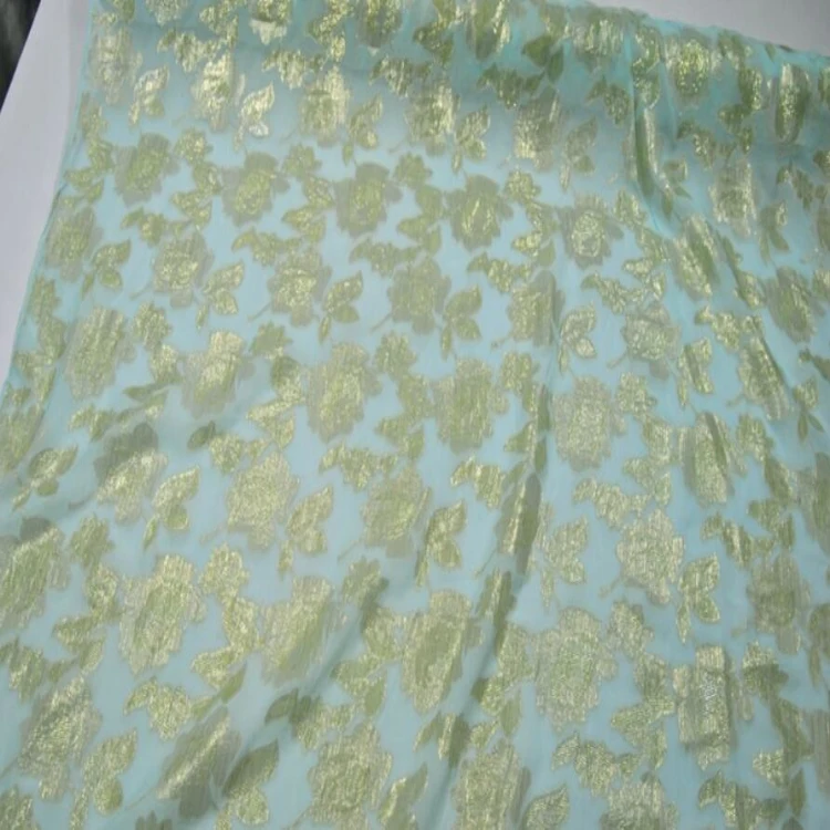 lurex silk fabric colorful metallic jacquard silk chiffon fabric