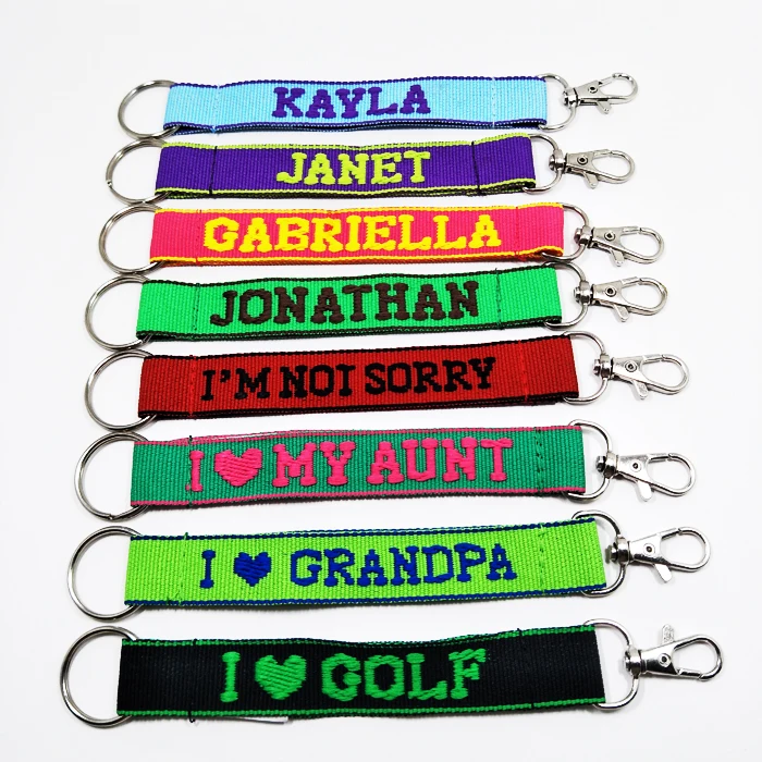 Fashion designer custom name key ring holder strap key chain for crystal gift