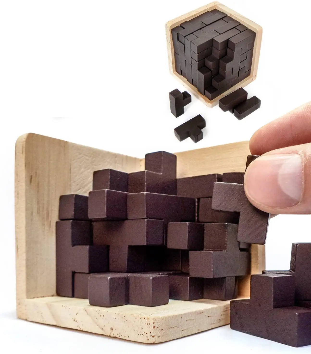 Wooden Brain Teaser Puzzle Cube for Adults Wooden Mind T-Shaped Jigsaw Puzzles  for the intellectual challenge educationan