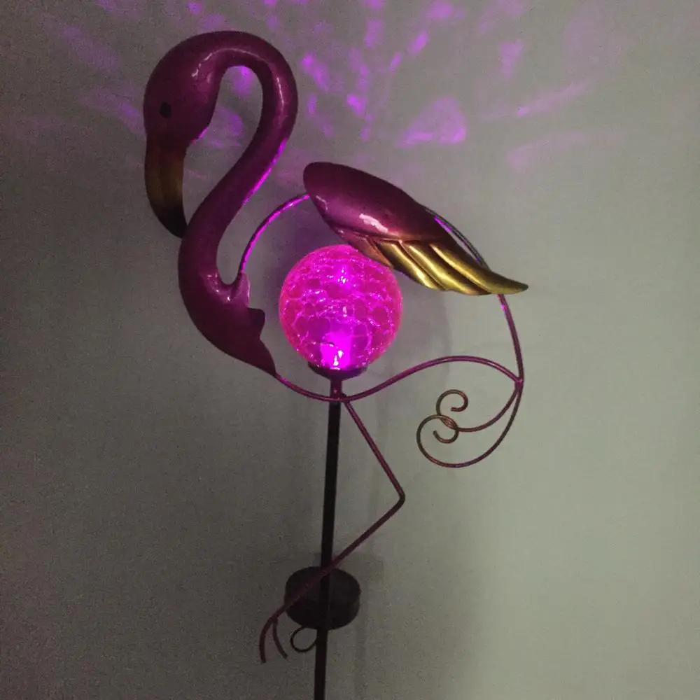 Solar Power  Flamingo Metal Stake Pathway Solar Garden Light