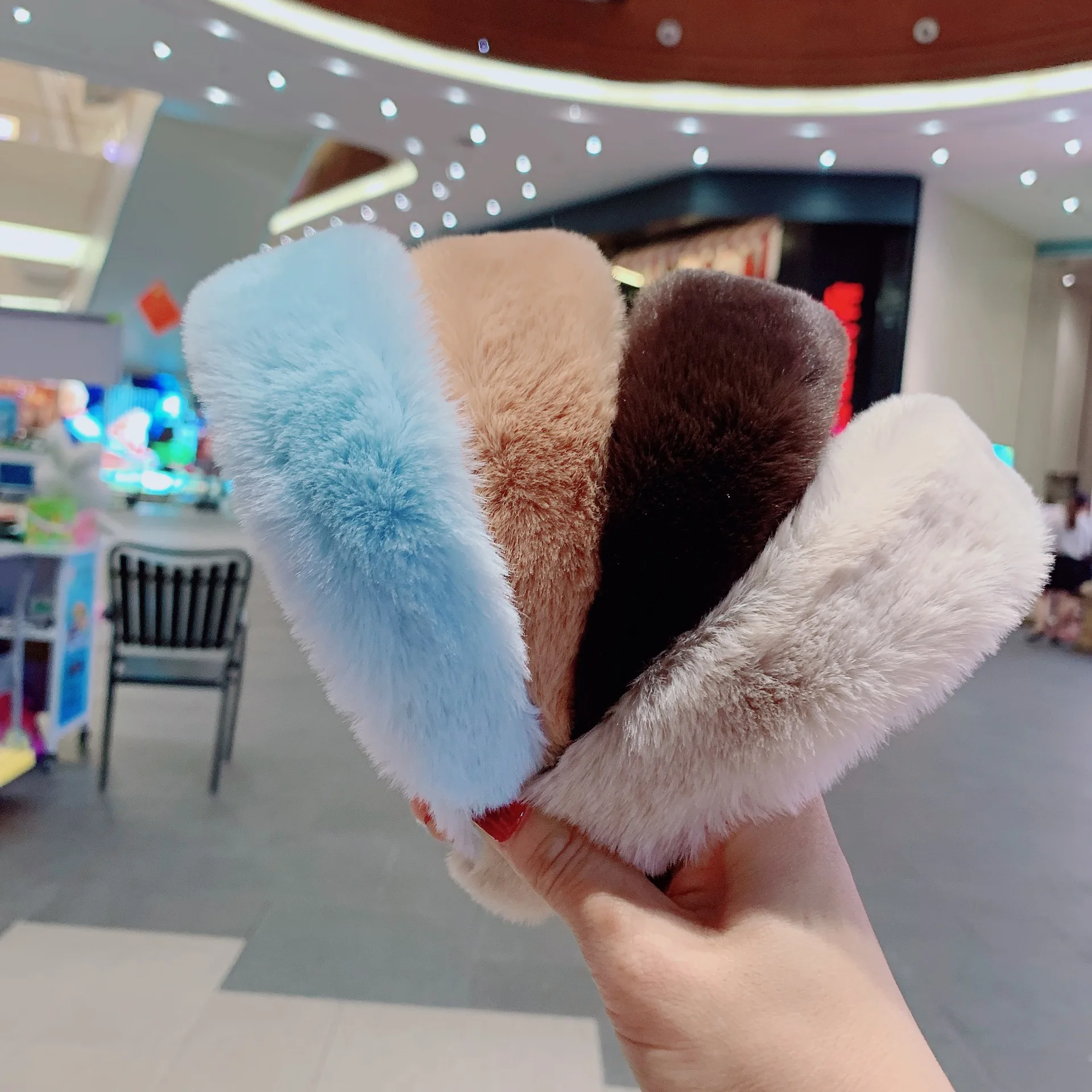 
Factory Wholesale winter hair accessories autumn fur faux headband sets Artificial rabbit fur furry headband women 