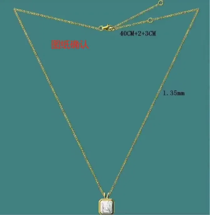 Fine rings 14k yellow gold 1ct  DEF VS VVS radiant cut bezel setting pendant 45cm lab diamond solitaire necklace