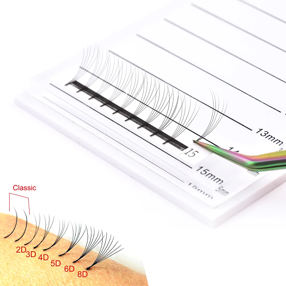 LashPlus Hand Made Pbt Premade Short Stem Lashes XL 6D Premade Volume Fans Eyelash Extension Supplies Private Label