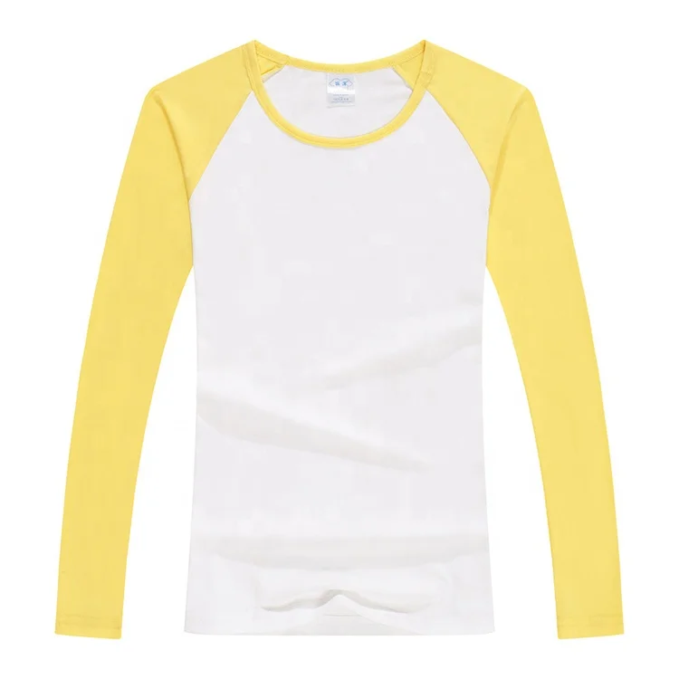 Wholesale Raglan O Neck Long Sleeve Shirt Custom Logo Print Pullover T-shirt Advertising Shirt Color Stitching T-shirt