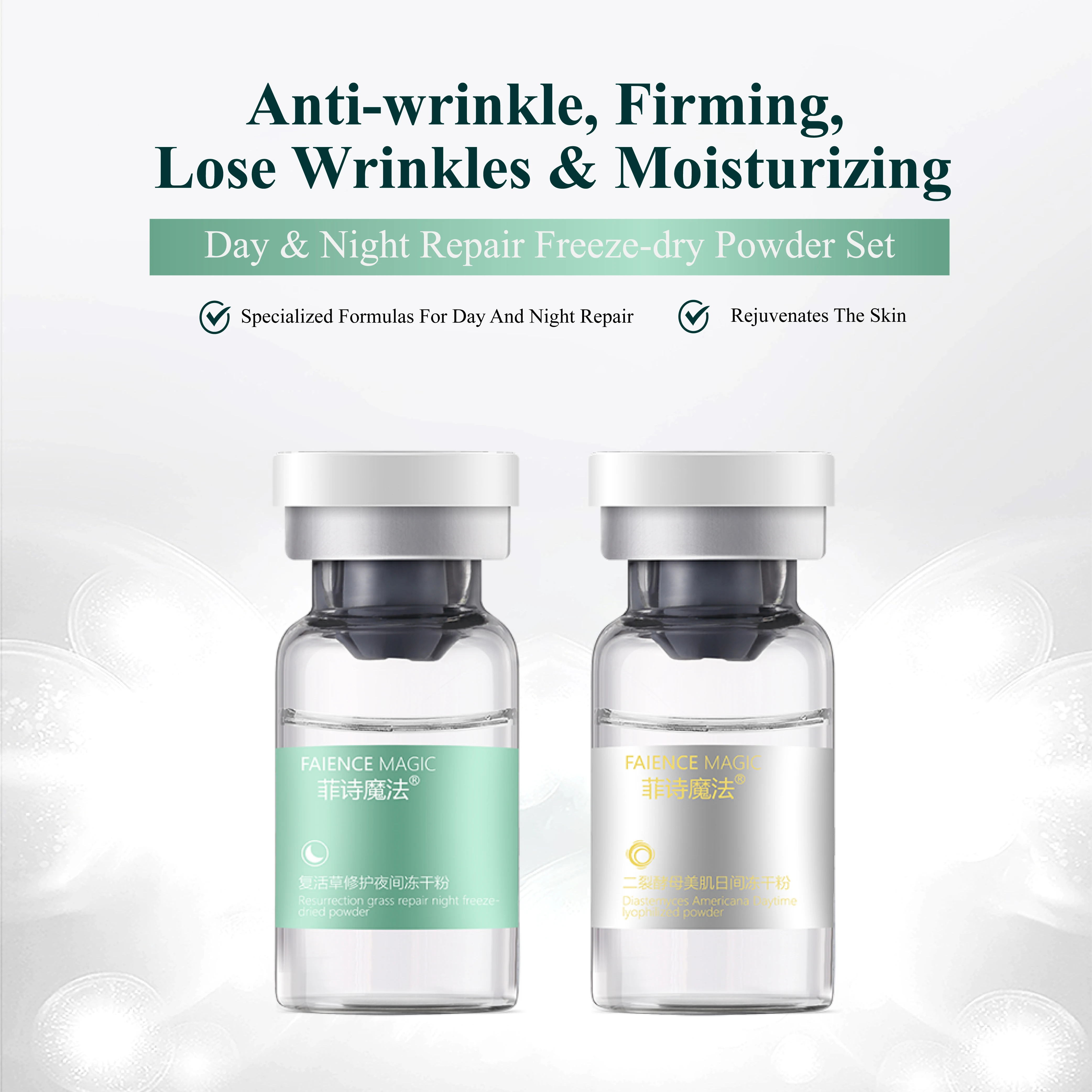 Private Label Sodium Hyaluronate Freeze Dried Powder Repair EGF Skin Care Serum Oligopeptide Anti Wrinkle Lyophilized Powder