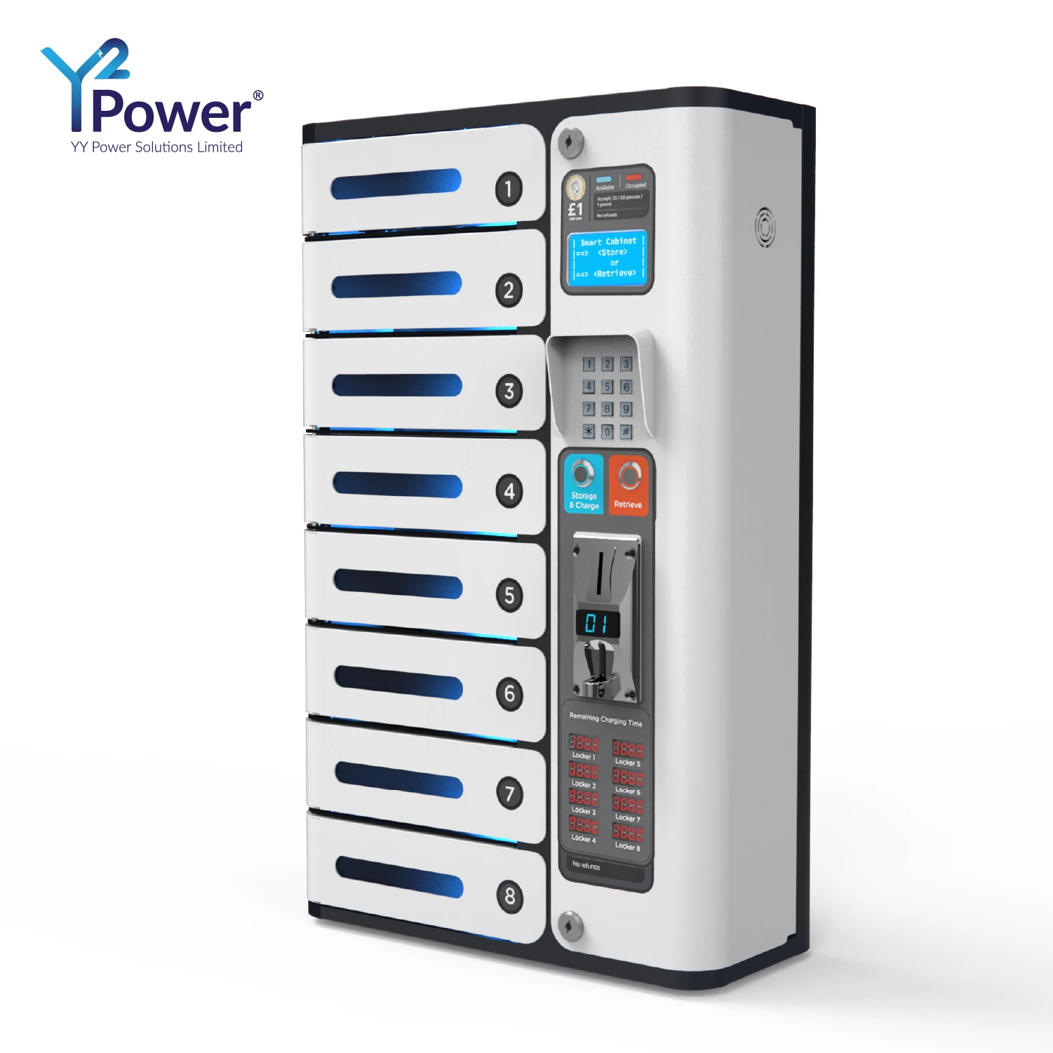 Hot Sell Product Y2power ADE Fast charging 8 Bay Coin operated Mobile Charging Locker PL-SC08-Y2 for Hospitality Industry