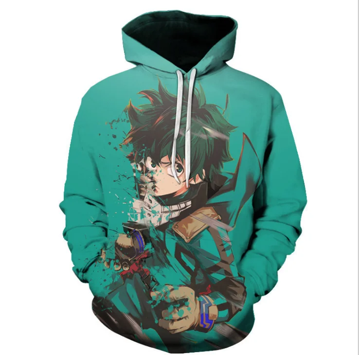 XiuYu Mens Hoodie Custom My Hero Academy Cosplay Costume Hoodies Anime Jackets Sweatershirt Unisex Outwear