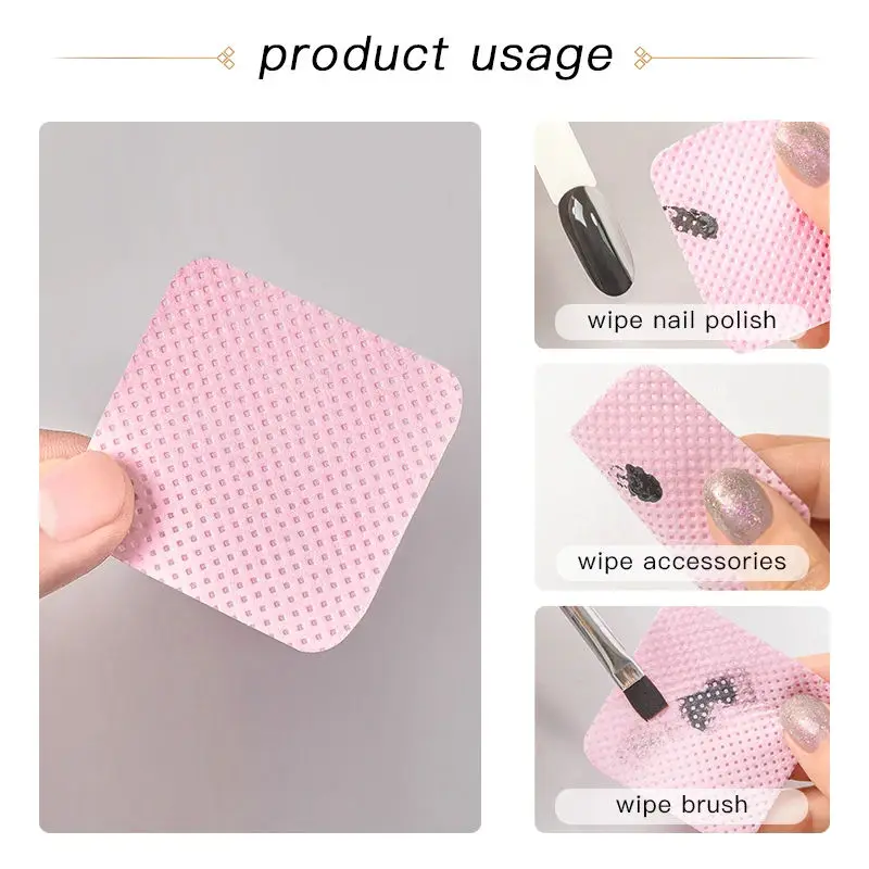 hot selling good quality 300 pcs  Pink Multifunctional Nail Towel Nail Removal Cotton Disposable Nail Wash Towel