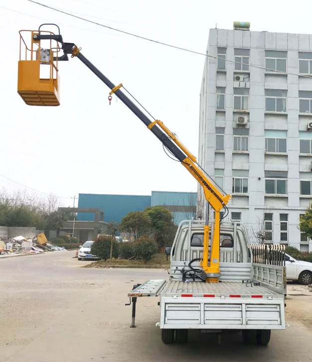 Low Price 0.8 ton Mini Pickup Cranes with hanging basket from BOB-LIFT