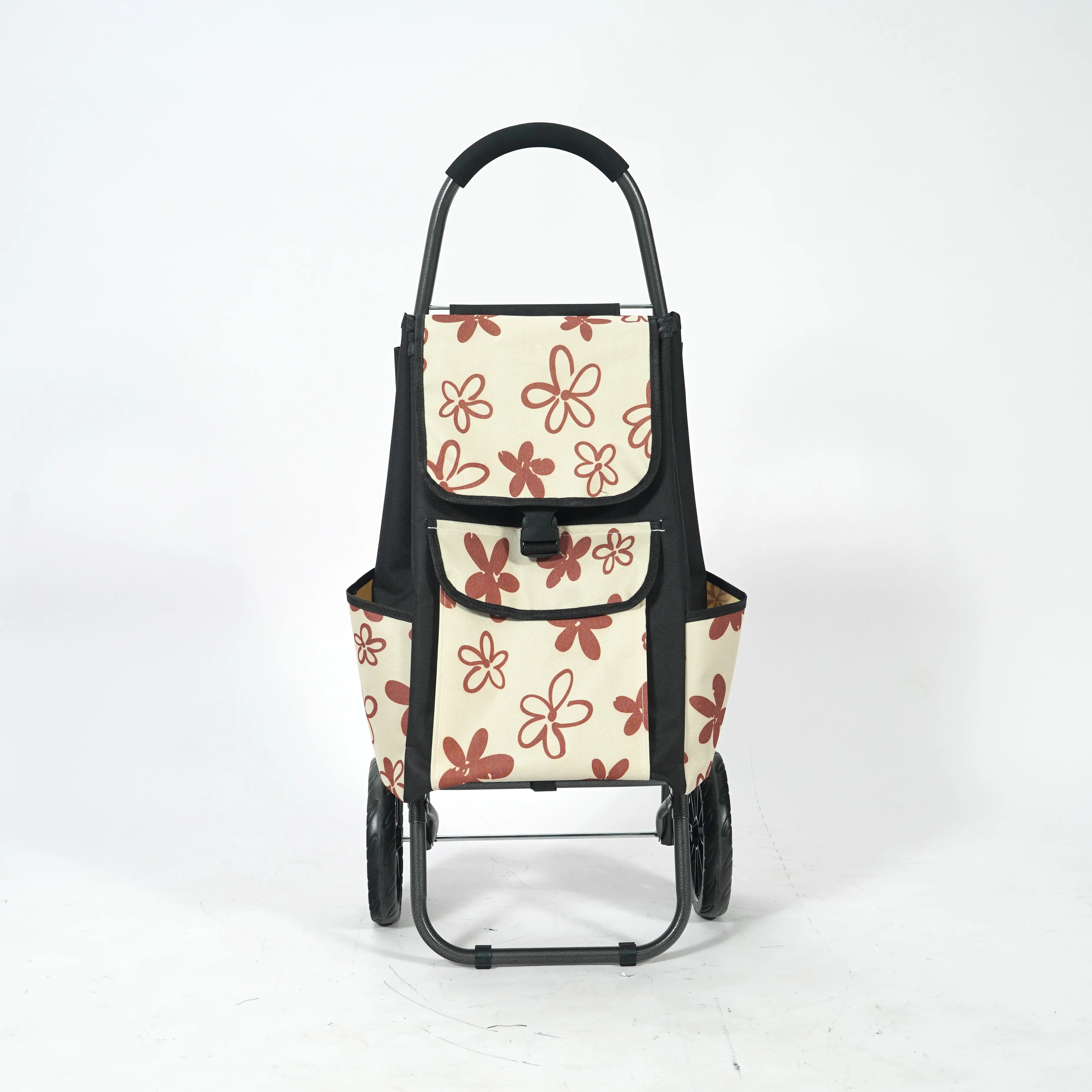 OEM Supermarket Cart For Shopping Large Capacity 2 Wheel Yellow Shopping Cart for Elderly Small Fold Up Shopping Trolley