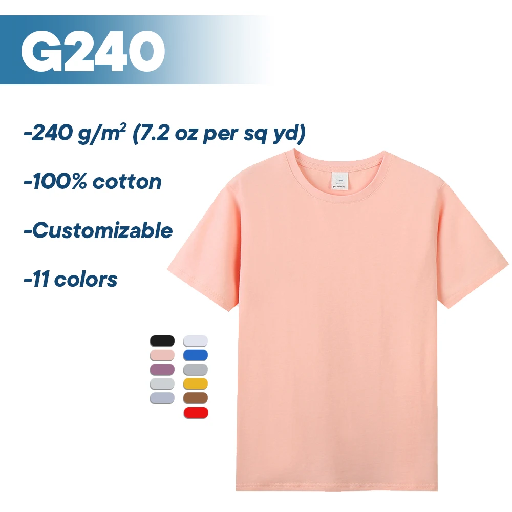 Eelimner A240 100% Cotton White Heavy Weight T -shirt Saham Estoque Do T-shirt For Logo Printing Custom