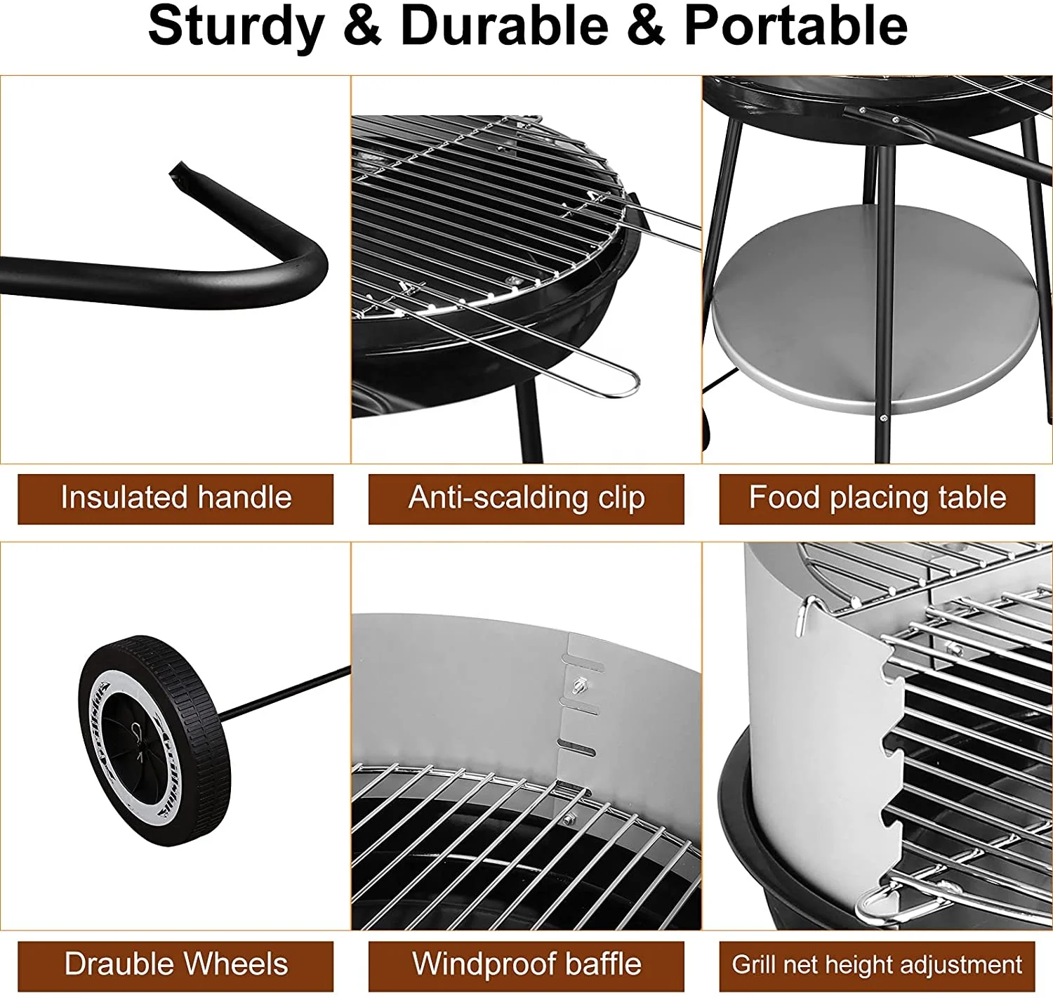 Easily Cleaned Outdoor glossly black porcelain enamel grill charcoal barbecue grill