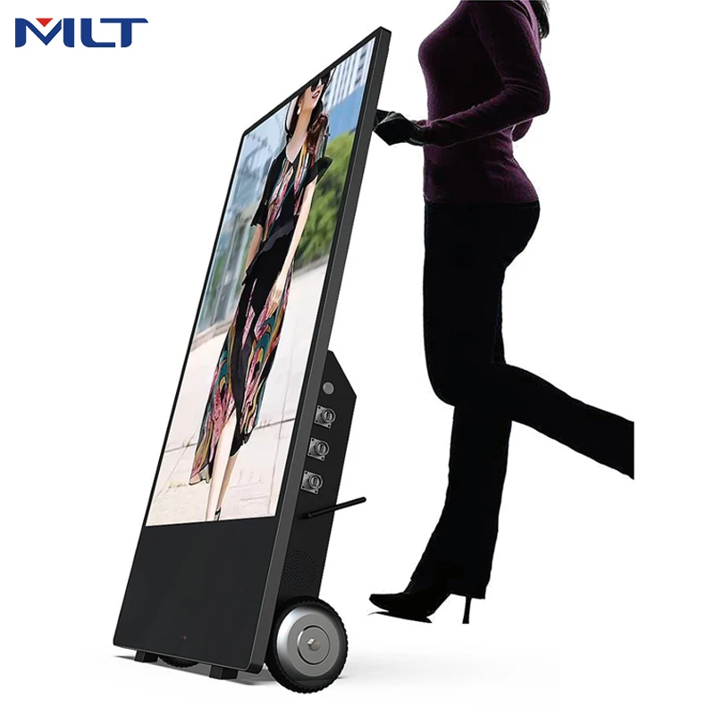IP65 Movable Digital Signage 43 Inch Digital Displays Totem Kiosk Play Time Outdoor New Portable 14 Hours TFT-LCD, LED Backlight