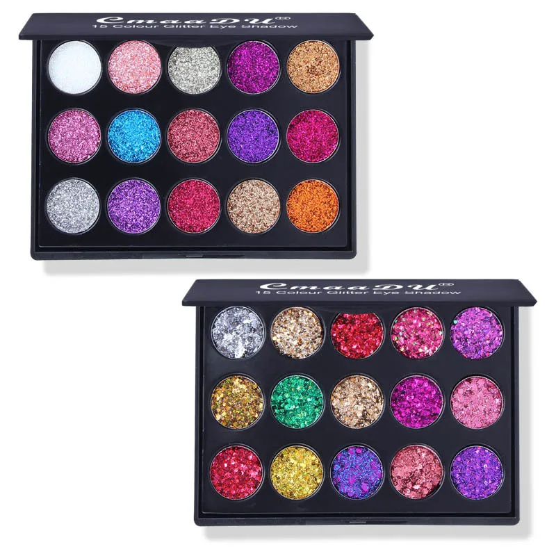 Wholesale Makeup Diamond Sequins Eyeshadow Palette 15 Color Highly Pigmented Eye Shadow Palette