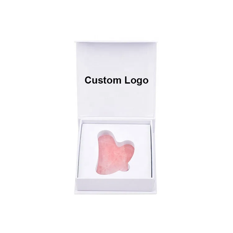 Custom Logo Heart-Shaped Gua Sha Personalized Guasha Board Natural Quartz Jade Stone Amethyst Facial Massager