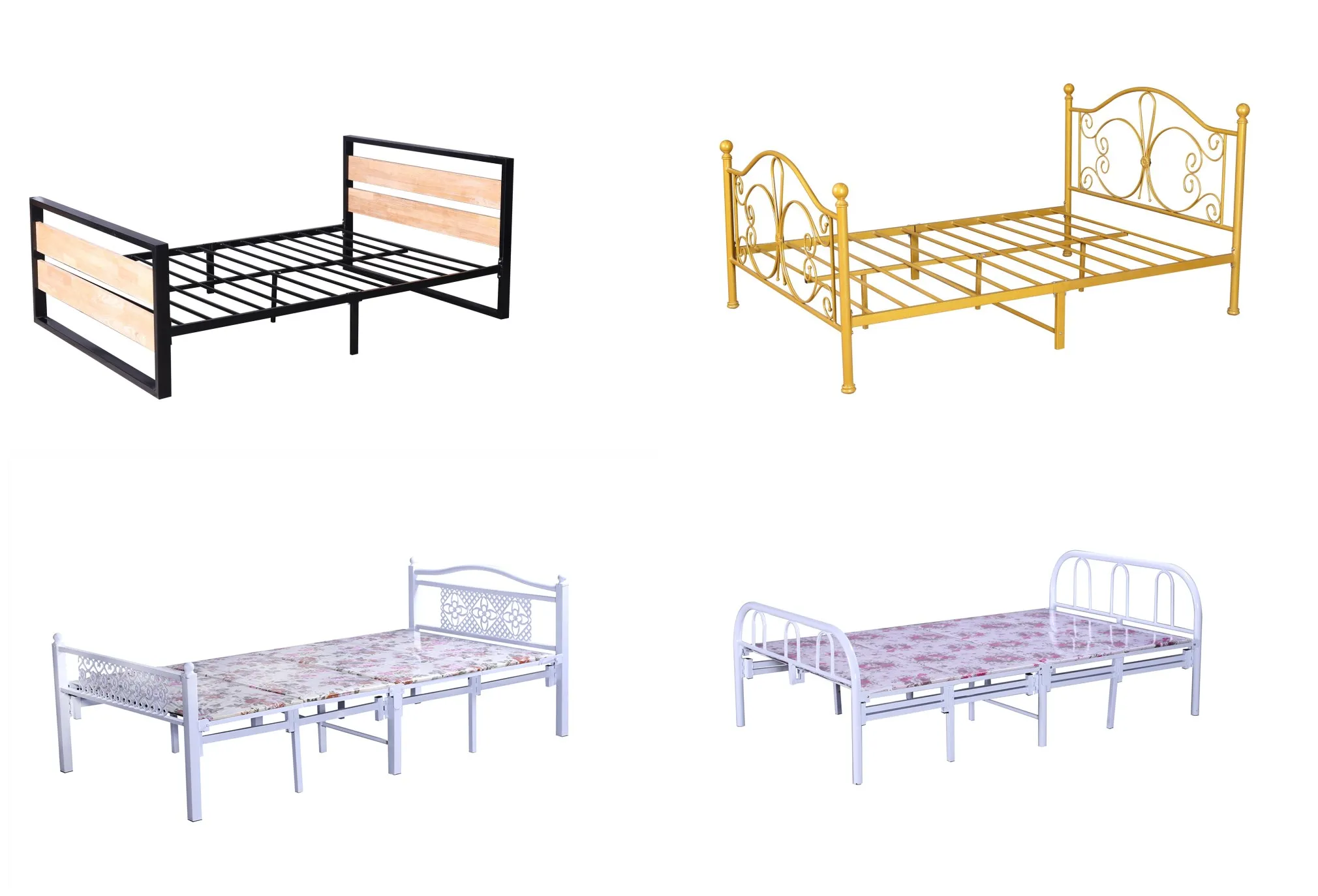 Luoyang New design collapsible portable iron foldable mattress beds metal single folding beds for adults