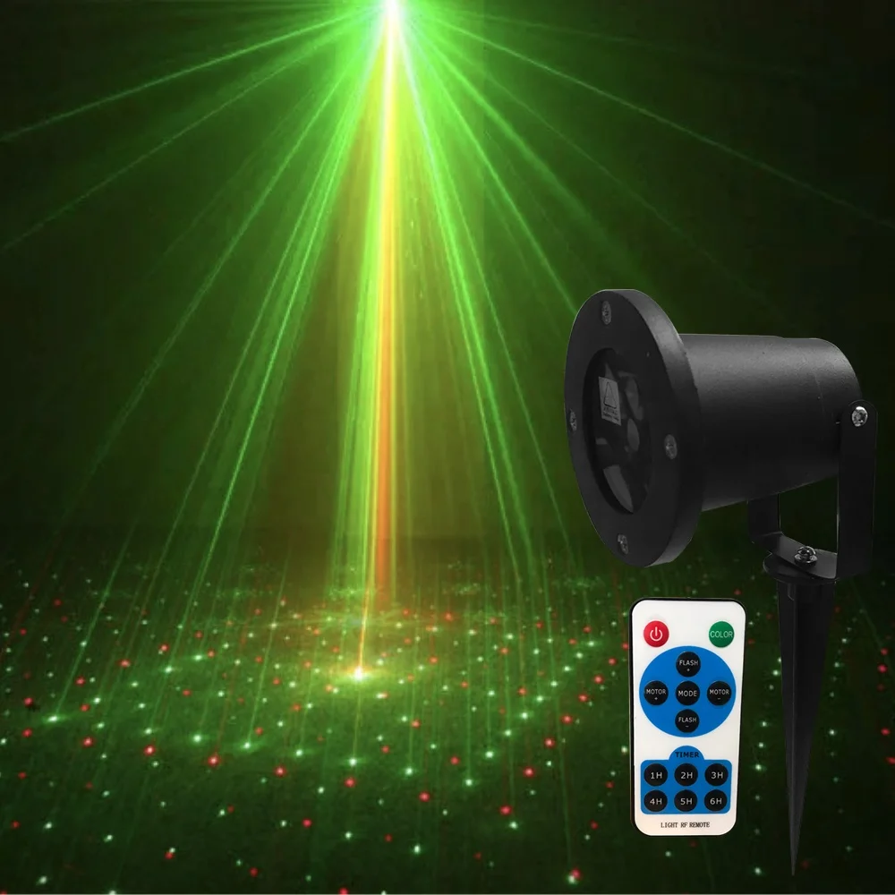 Garden Outdoor Waterproof Christmas Tree Xmas Holiday Shower Lighting RGB Remote Static Star Dots Laser Projector Light