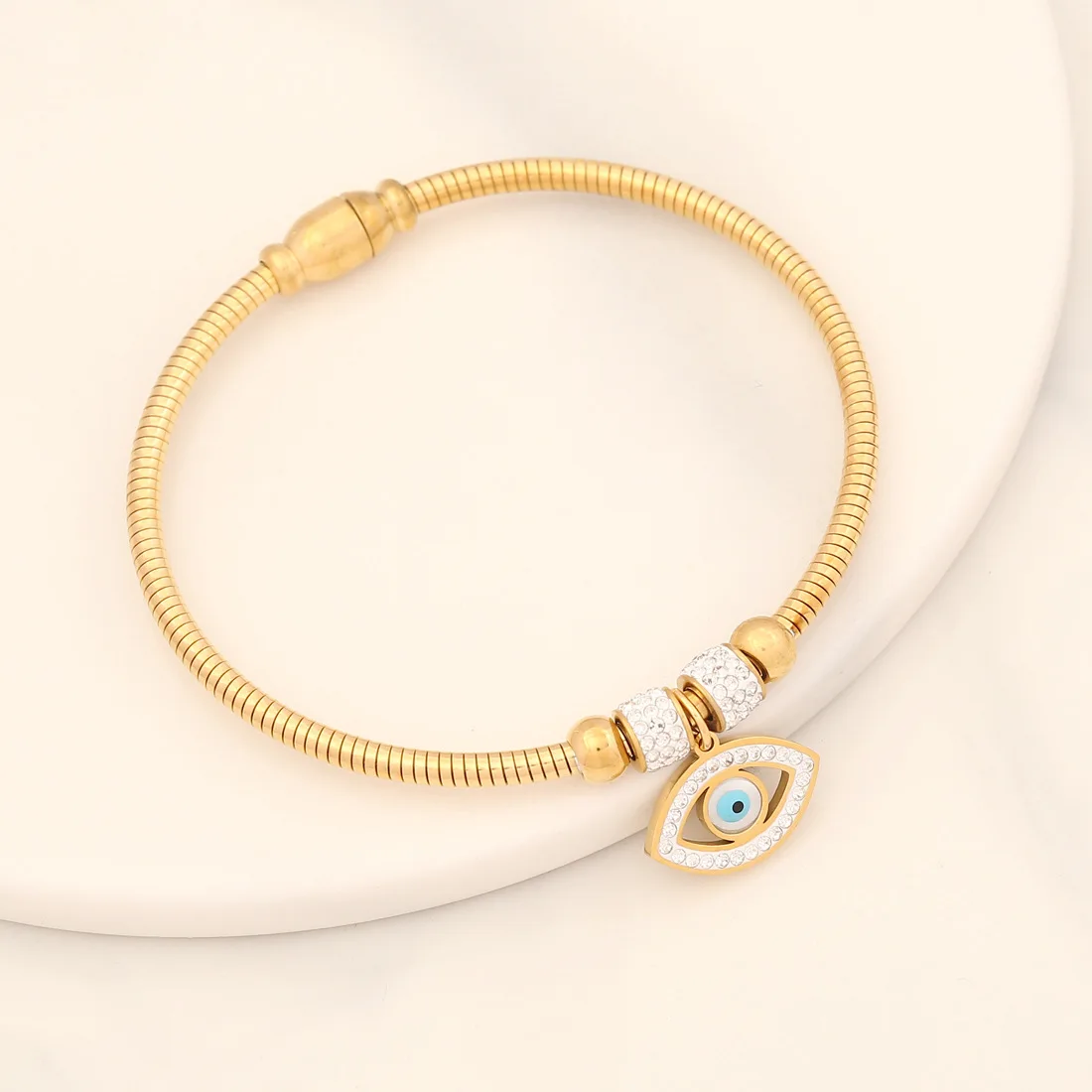 14k Gold Plated Snake Chain Bracelets Magnet Button Stainless Steel Tree Of Life Bracelet Heart Charm Bracelet Wholesale