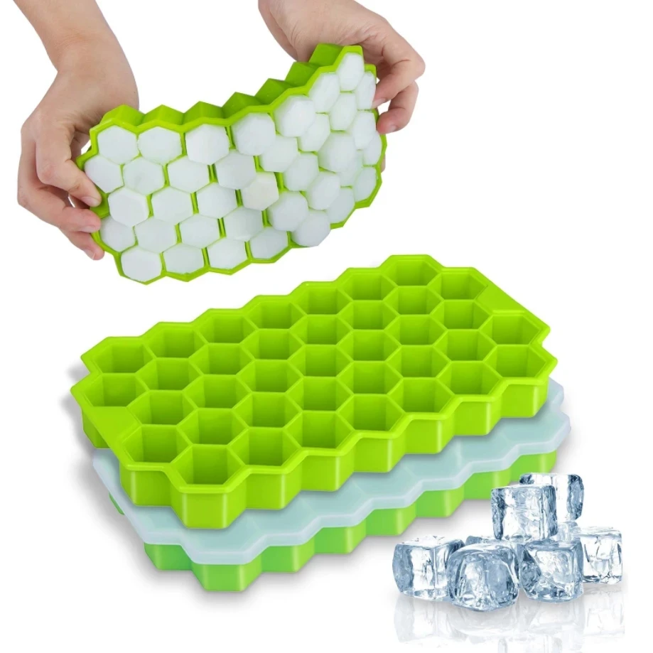 Honeycomb Ice Cube Trays with Removable Lids Silicone Ice Cube Mold